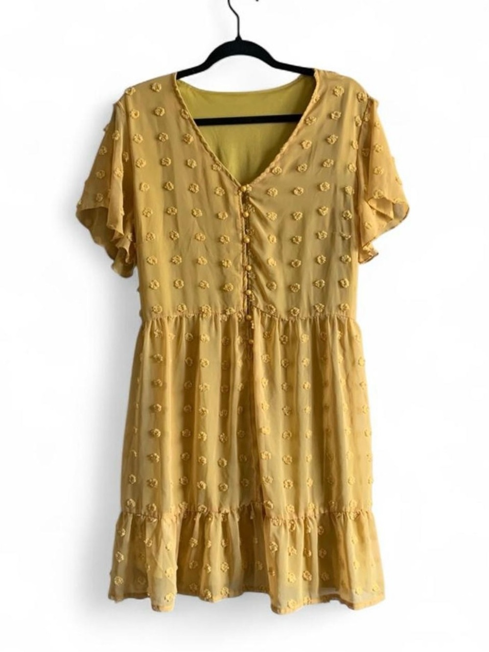 Yellow Flowy Mini Dress Size XLarge